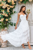 Ivory Lace Asymmetrisk Avtakbart tog Boho brudekjole