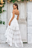 Ivory Lace Asymmetrisk Avtakbart tog Boho brudekjole