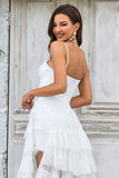 Ivory Lace Asymmetrisk Avtakbart tog Boho brudekjole