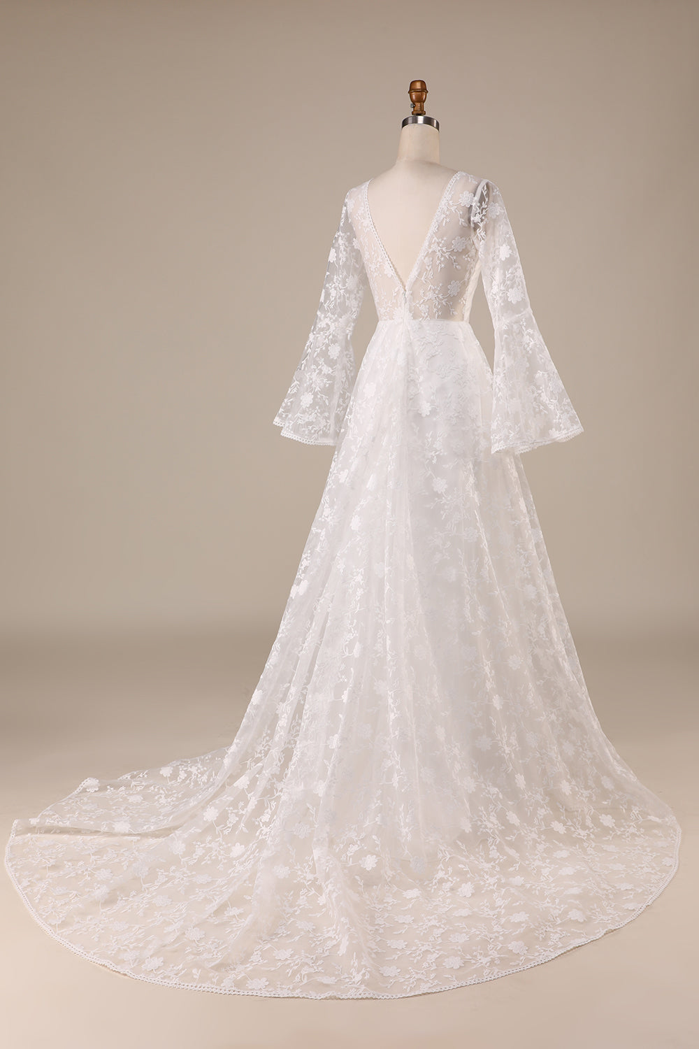 Ivory Lace Flare Ermer A-Line brudekjole