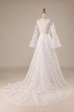 Ivory Lace Flare Ermer A-Line brudekjole