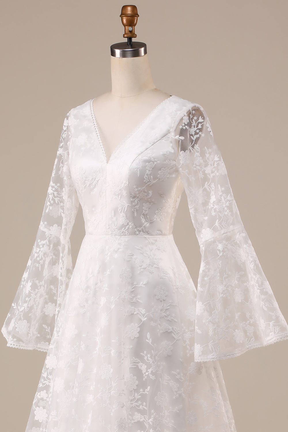 Ivory Lace Flare Ermer A-Line brudekjole