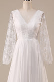 Ivory Chiffon Sweep Train Boho brudekjole med blonder