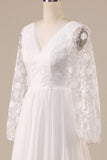 Ivory Chiffon Sweep Train Boho brudekjole med blonder