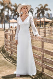 Ivory Boho Simple Sheath lange ermer brudekjole med blonder