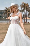 Ivory Tulle Korsett Te-lengde A Line brudekjole