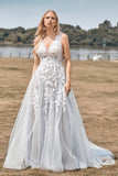 En Line Tulle Ivory brudekjole med Appliques