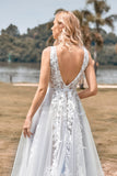 En Line Tulle Ivory brudekjole med Appliques