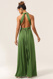 Sjarmerende A Line Olive Green Spandex Konvertible Wear Long brudepike kjole