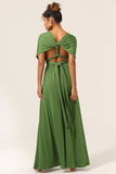 Sjarmerende A Line Olive Green Spandex Konvertible Wear Long brudepike kjole