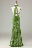 Velvet Halter Olive brudepike kjole