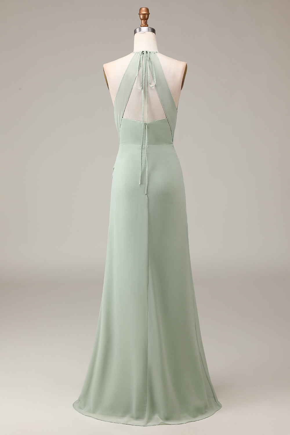 Matcha Halter Neck Sheath plissert brudepike kjole med Slit