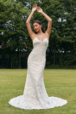 Ivory Mermaid Lace Backless brudekjole