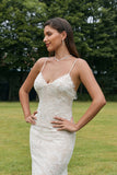 Ivory Mermaid Lace Backless brudekjole