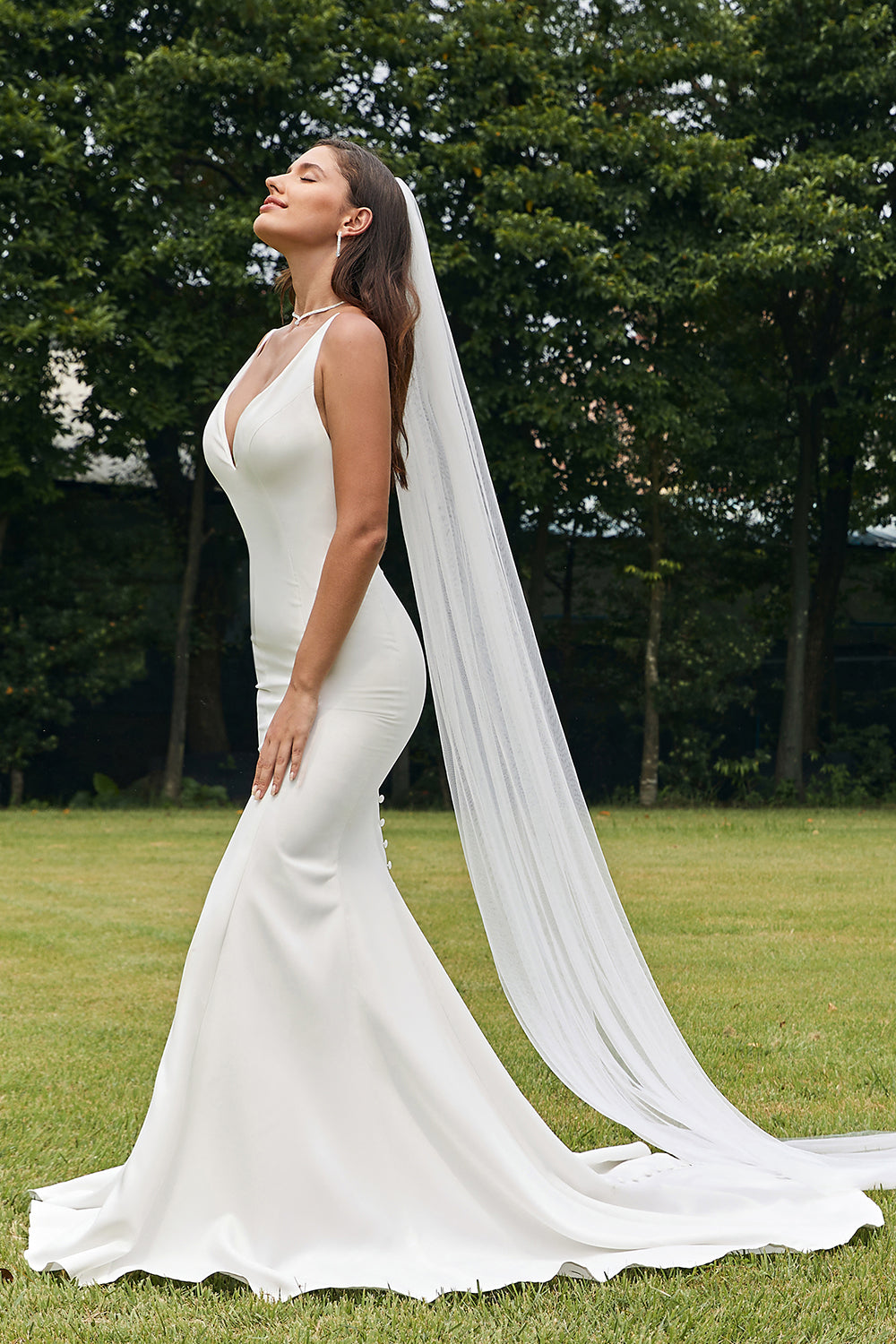 Enkel Ivory Mermaid ryggløs Boho brudekjole