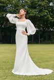 Enkel Ivory Mermaid ryggløs Boho brudekjole