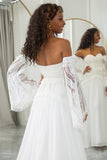 Ivory Sweetheart avtakbare bluss ermer Boho brudekjole
