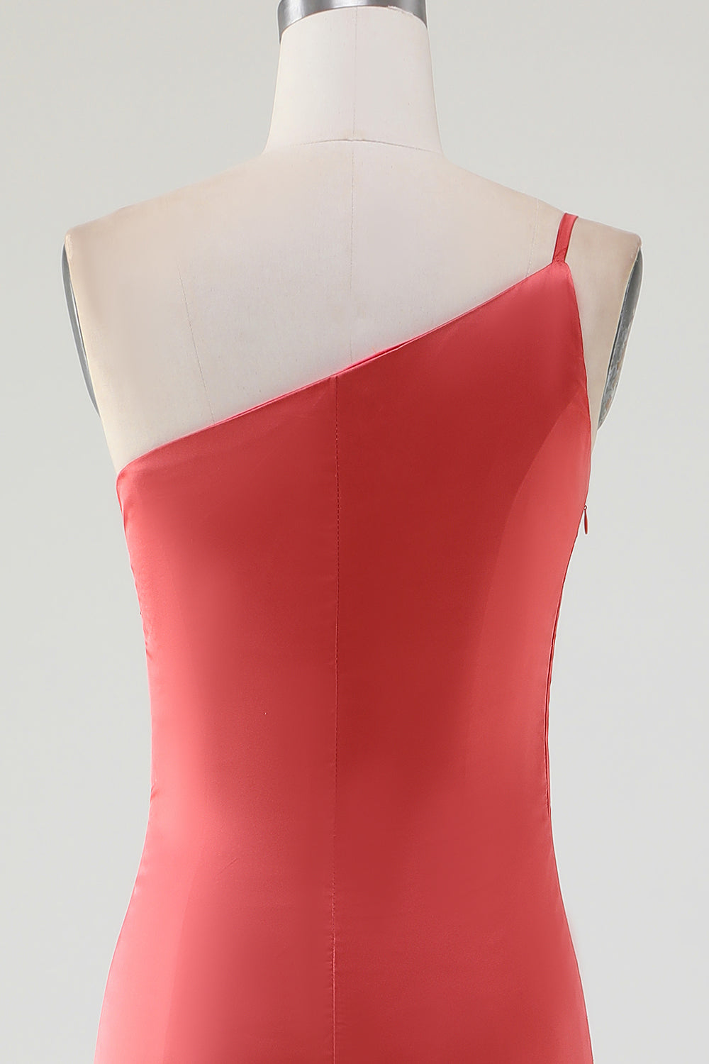 Terracotta skjede En skulder gulvlengde plissert sateng brudepike kjole