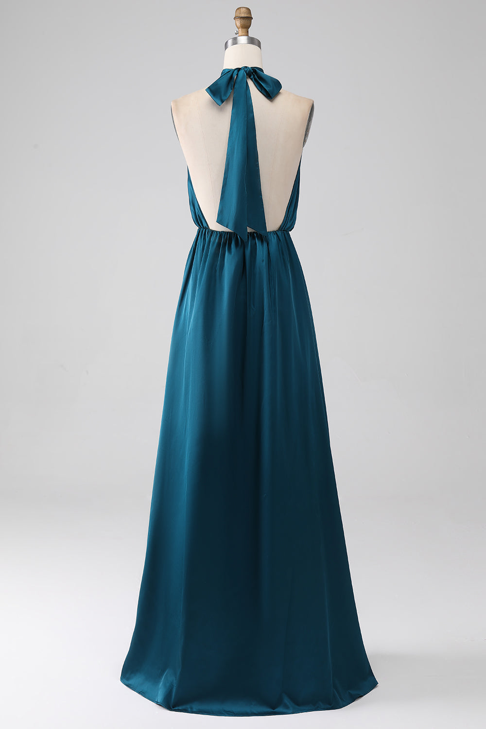 Peacock A-Line Halter Neck Long Bridesmaid Dress med Slit