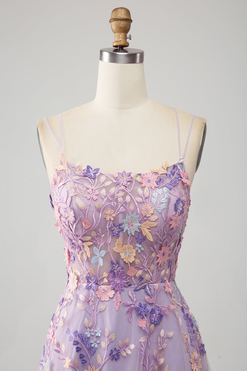 Mauve A-Line Spaghetti stropper Long Prom Kjole med Appliques