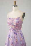 Mauve A-Line Spaghetti stropper Long Prom Kjole med Appliques