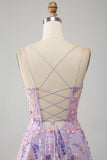 Mauve A-Line Spaghetti stropper Long Prom Kjole med Appliques
