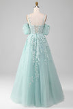 Mint ball-kjole av skulderen Beaded Prom kjoler med applikasjoner