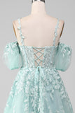 Mint ball-kjole av skulderen Beaded Prom kjoler med applikasjoner