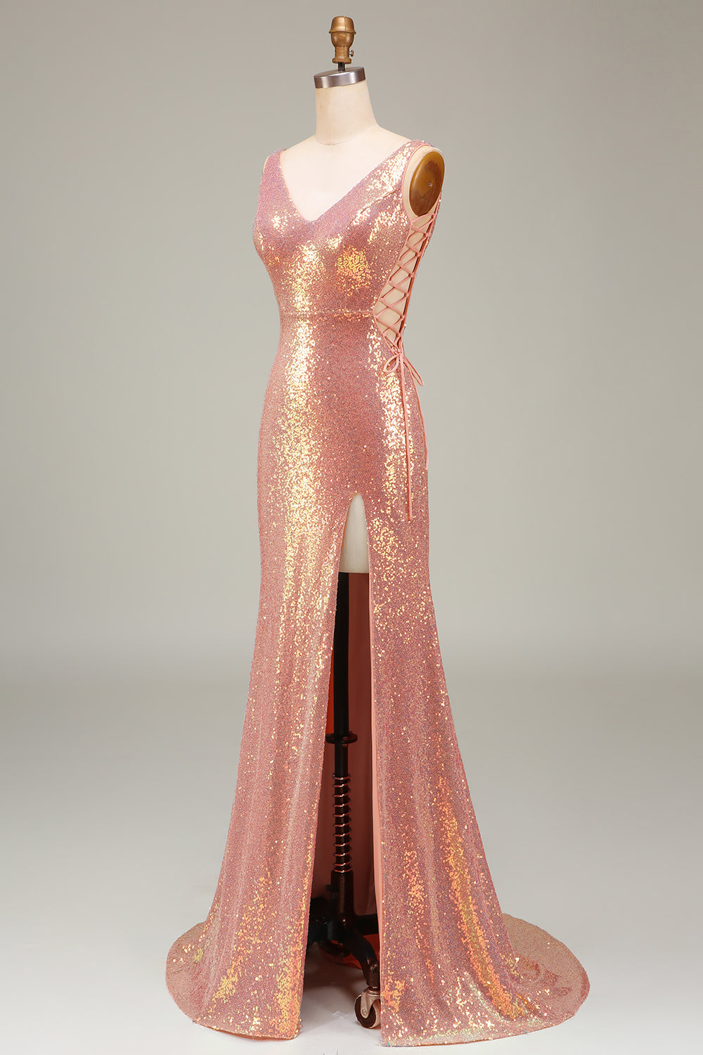 Sparkly Blush Mermaid Prom Dress med Slit