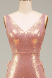Sparkly Hot Pink Mermaid Prom kjole med Slit