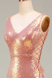 Sparkly Hot Pink Mermaid Prom kjole med Slit