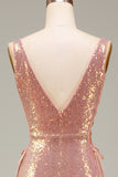 Sparkly Hot Pink Mermaid Prom kjole med Slit