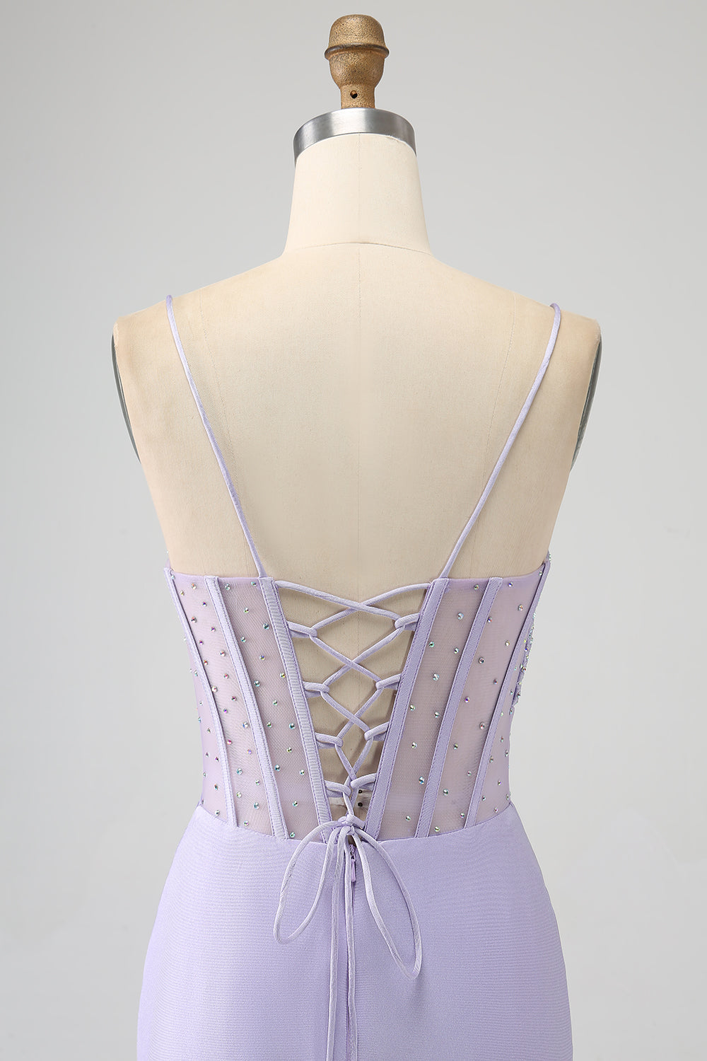 Glitter Lilac Korsett Havfrue Long Prom Kjole med Slit