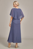 Slire Scoop Tea-lengde Stormfull Chiffon Mor til bruden kjole