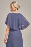 Slire Scoop Tea-lengde Stormfull Chiffon Mor til bruden kjole
