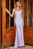 Stilig havfrue Sweetheart Lilac Corset Prom kjole med blonder Appliques