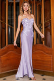 Stilig havfrue Sweetheart Lilac Corset Prom kjole med blonder Appliques