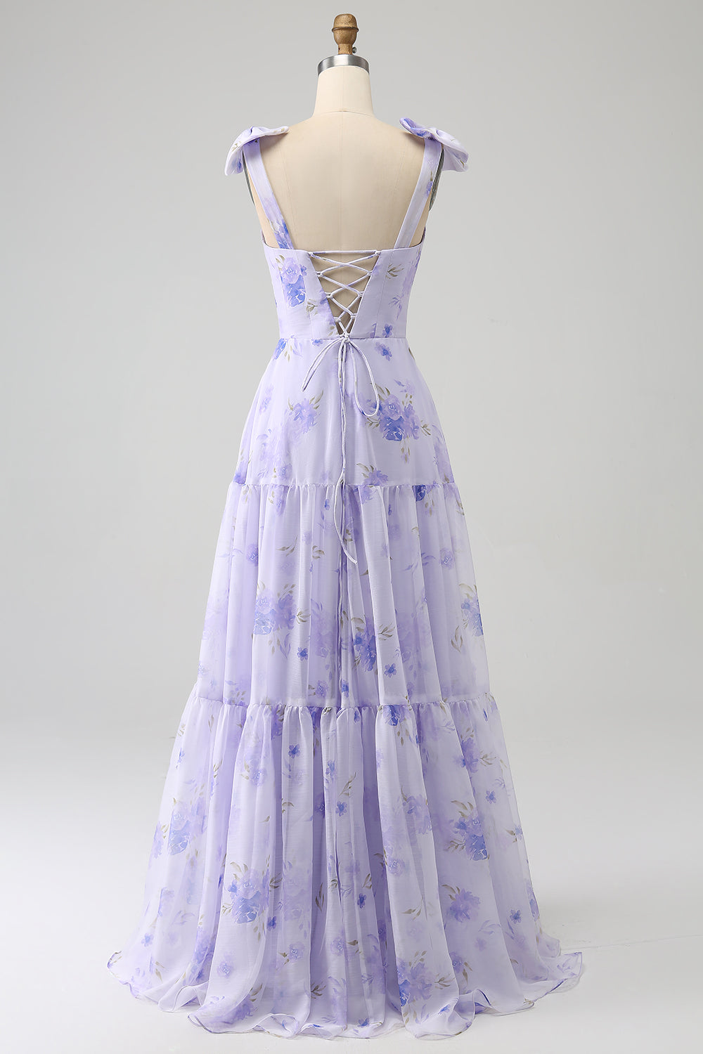 Lilac korsett Floral A-Line Long Prom Dress