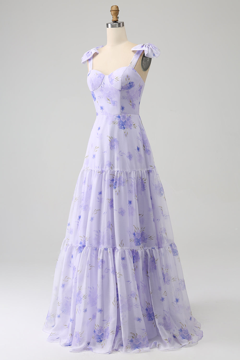 Lilac korsett Floral A-Line Long Prom Dress