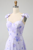 Lilac korsett Floral A-Line Long Prom Dress