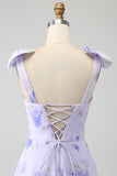 Lilac korsett Floral A-Line Long Prom Dress