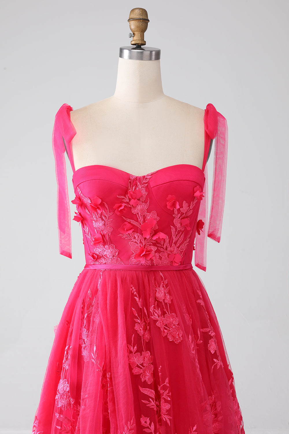 A-Line Spaghetti stropper Fuchsia Long Prom Kjole med Slit