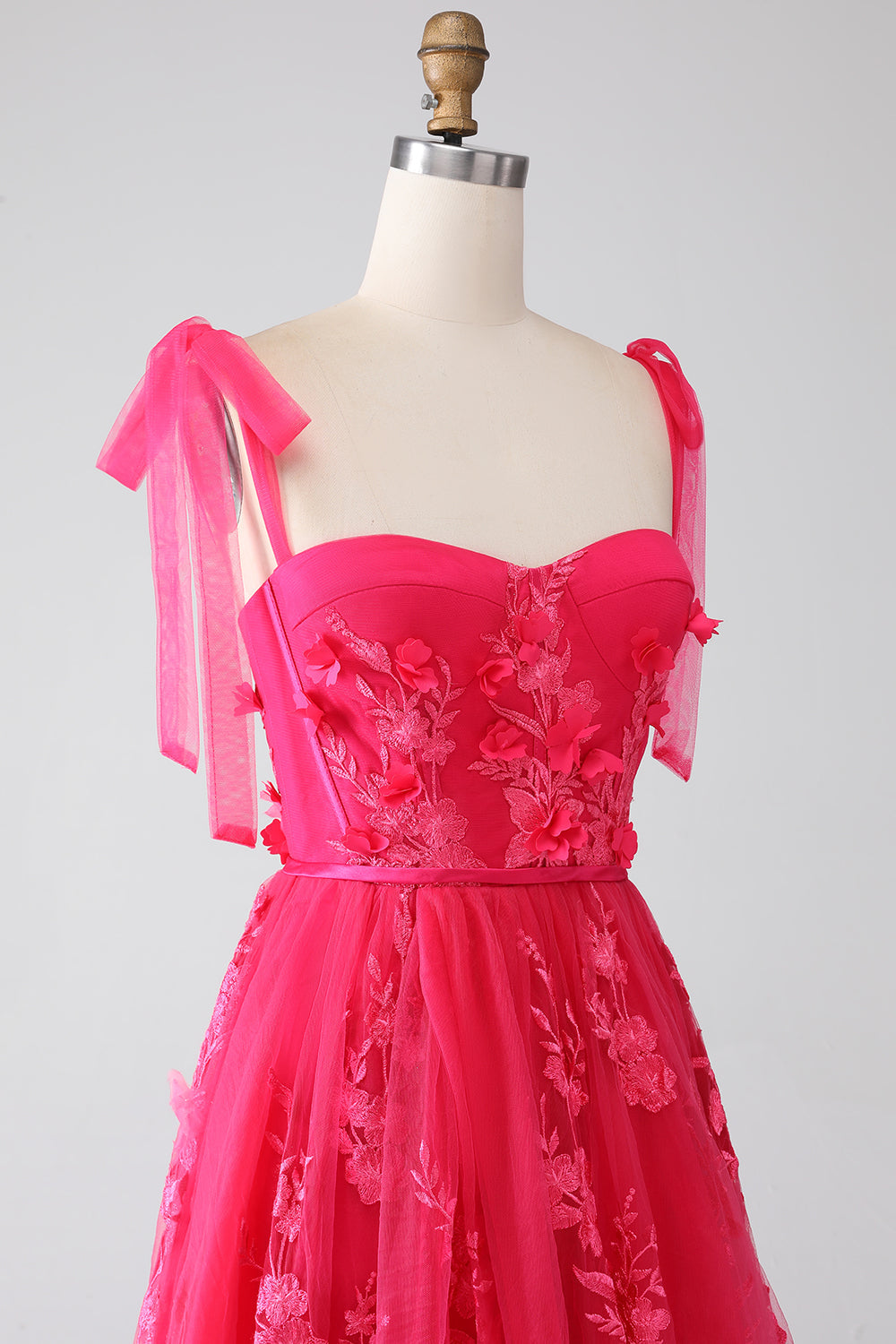 A-Line Spaghetti stropper Fuchsia Long Prom Kjole med Slit