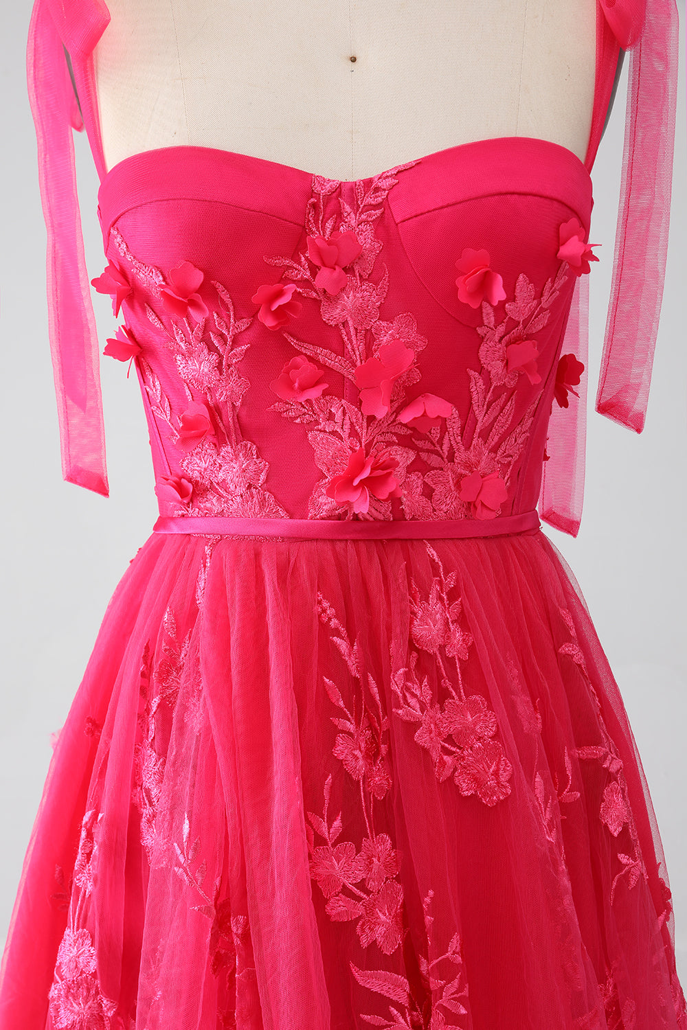 A-Line Spaghetti stropper Fuchsia Long Prom Kjole med Slit