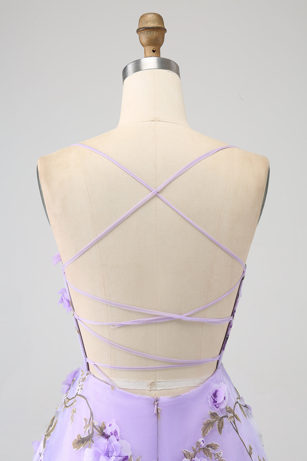 Lilac A-Line Spaghetti stropper Long Prom kjole med 3D blomster