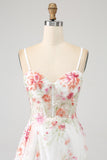 Ivory Flower brodert Long Corset Prom Dress med Slit