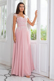 rosa beaded chiffon mor til bruden kjole