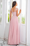 rosa beaded chiffon mor til bruden kjole
