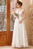Hvit Appliques Tulle Brudekjole