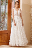 Hvit Appliques Tulle Brudekjole